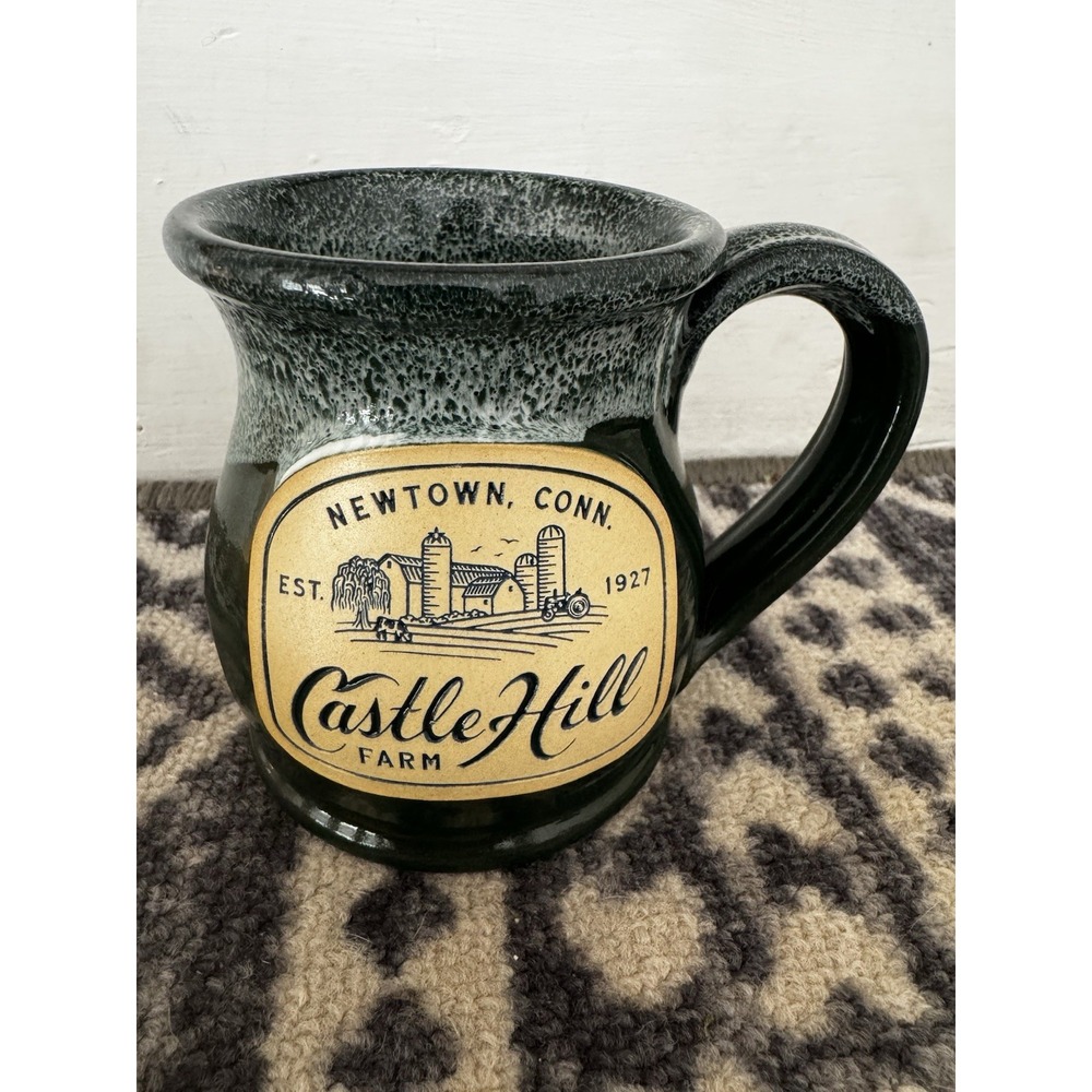Castle‎ Hill Farm Newtown Connecticut Deneen Pottery Green Drip Mug Stoneware
